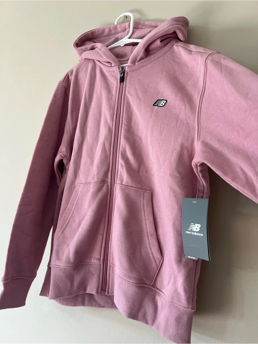 🚨New Balance girls' full-zip fleece hoodie pink taffy color Unisex